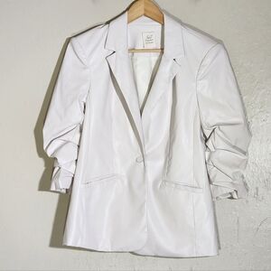 Cinq De Sept White Faux Leather Blazer